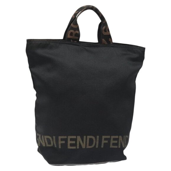 FENDI Hand Bag Nylon Black Gold Auth ep9113 - Picture 1 of 16